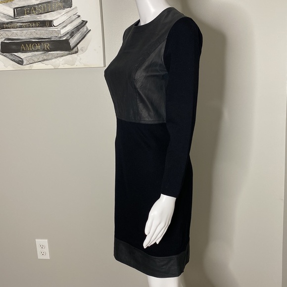 Robert Rodriquez Black Leather Trim Dress Size 6 - Picture 6 of 12